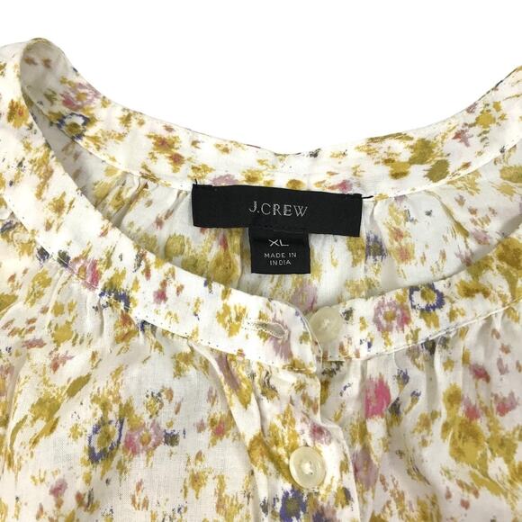 J. CREW Cotton-Voile Button-Front Top Women XL Soft Posies Cottage Fairy Preppy - Picture 9 of 14